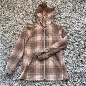 Pendleton Wool Grey Blush Plaid Zip Shirt Jacket XS